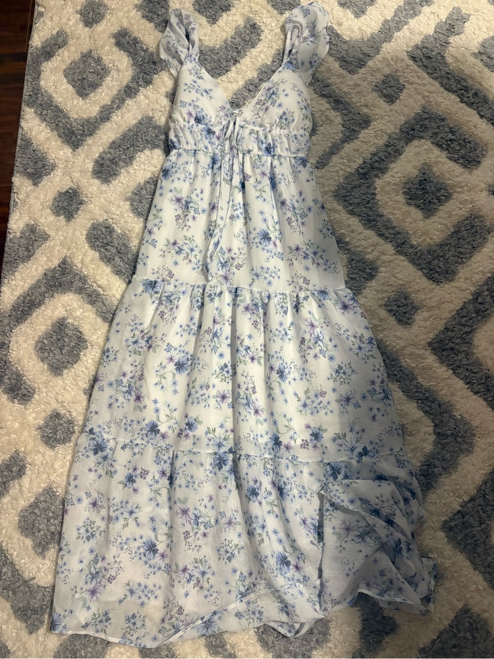Light Blue Floral Tiered Sundress